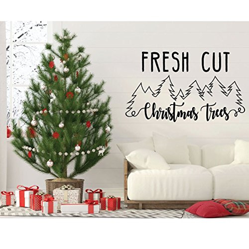 Christmas Tree Wall Decal - Fresh Cut - Holiday Vinyl Stickers for Living Room or Home Decoration
