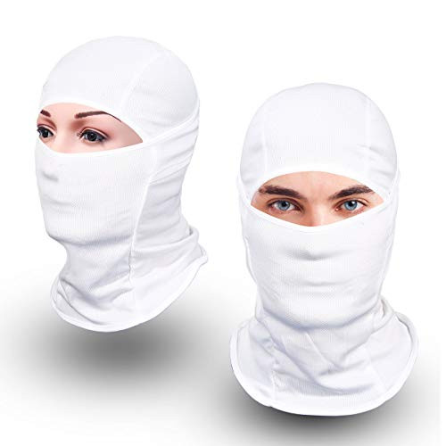 Achiou Balaclava Face Mask UV Protection for Men Women Ski Sun Hood Tactical Masks (White, 2)