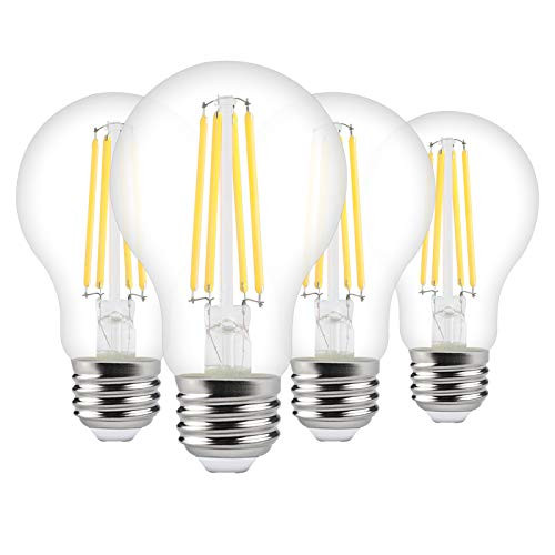 Ganiude A19 LED Dusk to Dawn Light Bulbs Outdoor,6W(60W Equivalent),Photocell Sensor 5000K Daylight 650LM, Auto On/Off Edison E26 Filament Bulb for Porch Hallway Patio Indoor Outdoor Lighting,4 Pack