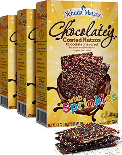 Yehuda Chocolate Covered Matzo with Colored Sprinkles, (3 Pack) Fun Matzo, Great for Kids