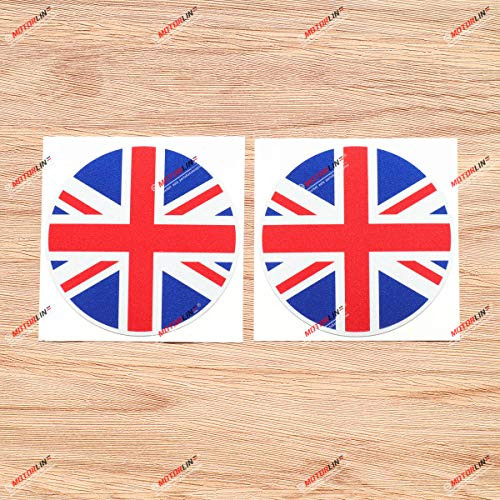 UK British Flag Union Jack Britain Vinyl Decal Sticker - 2 Pack Reflective Round, 4 Inches - for Car Laptop Window - for Car Boat Laptop Cup
