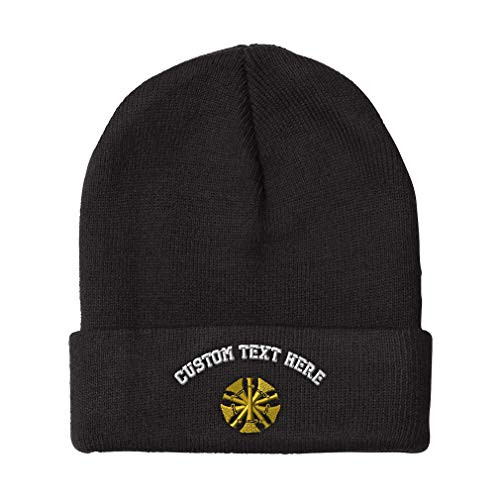 Custom Beanie for Men  and  Women Firefighter Chief Gold Embroidery Acrylic Skull Cap Hat Black Personalized Text Here