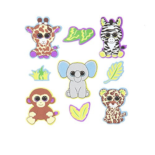 Darice, 18 Piece, Ty Beanie Boo Foam Sticker, Jungle Theme