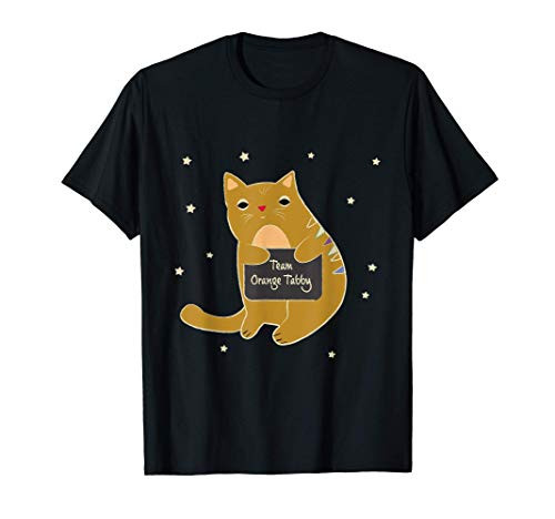 Tabby Cat Lovers Cat Holds Chalk Board: Team Orange Tabby T-Shirt