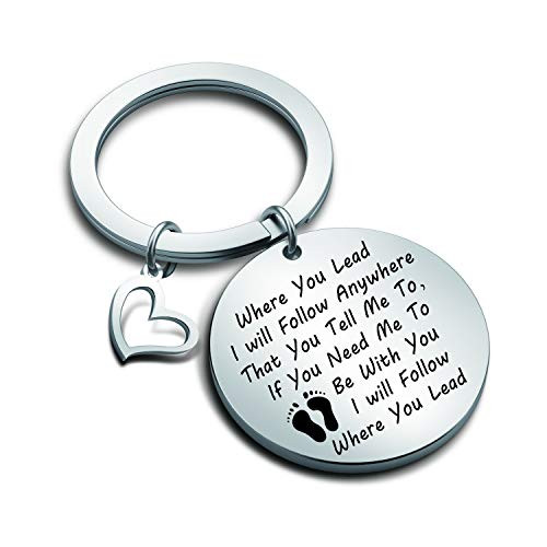 Mother Daughter Keychain Step Daughter Keychain Where You Lead I Will Fllow Anywhere Keychain Gilmore Girls Bridesmaids Gift(KR where you will round)