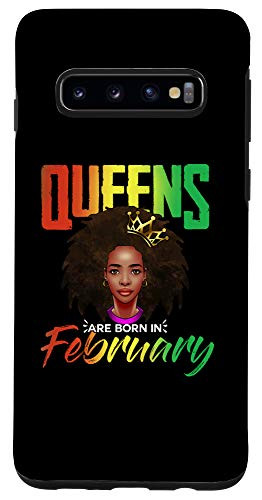 Galaxy S10 February Birthday Queen Black Pride Pan African Flag Afro Case
