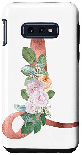 Galaxy S10e First Name Initial L Monogram Rose Pink Floral Case