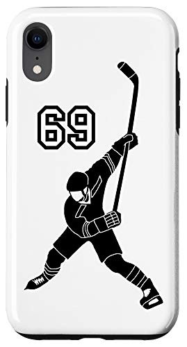 iPhone XR  69 Number 69 Hockey Player White Background Case