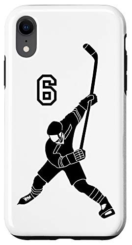 iPhone XR  6 Number 6 Hockey Player White Background Case