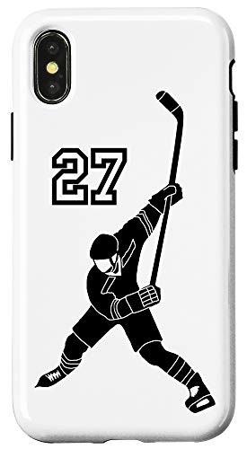 iPhone X/XS  27 Number 27 Hockey Player White Background Case