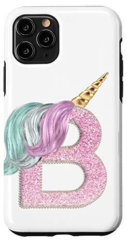 iPhone 11 Pro Monogram Unicorn Letter First Name Initial B Case