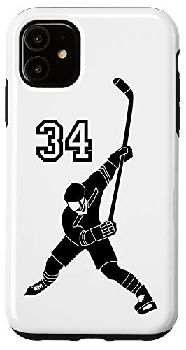 iPhone 11  34 Number 34 Hockey Player White Background Case