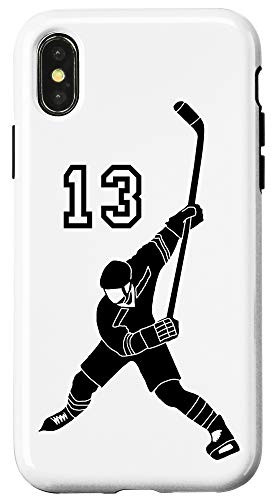 iPhone X/XS  13 Number 13 Hockey Player White Background Case
