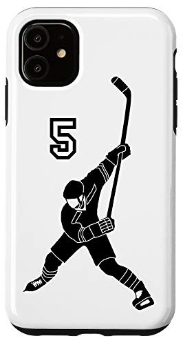 iPhone 11  5 Number 5 Hockey Player White Background Case
