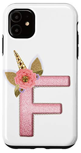 iPhone 11 Monogram Unicorn Letter First Name Initial F Case