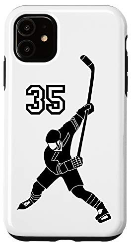 iPhone 11  35 Number 35 Hockey Player White Background Case