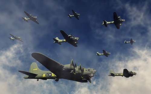 Posterazzi Poster Print Collection a Formation of B-17 Flying Fortress Bombers Mark Stevenson/Stocktrek Images, (18 x 11), Multicolored