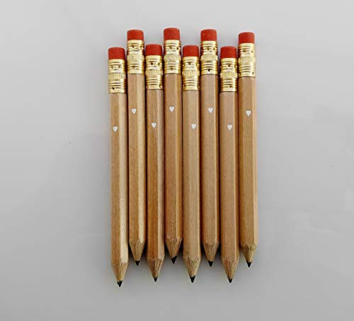 Rustic Natural Pencil Set of 24 Gold Foil Mini Pencils Wedding Bridal Shower Pencils Baby Shower Pencils