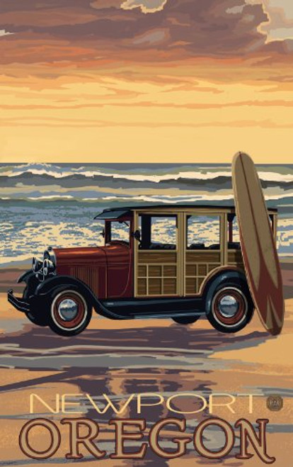 Northwest Art Mall Newport Oregon Car Woodie Surfboard Unframed Prints by Paul A Lanquist, 11-Inch by 17-Inch