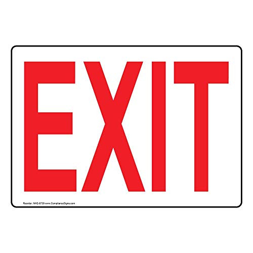 Exit Label Decal, 10x7 inch Vinyl for Enter/Exit by ComplianceSigns