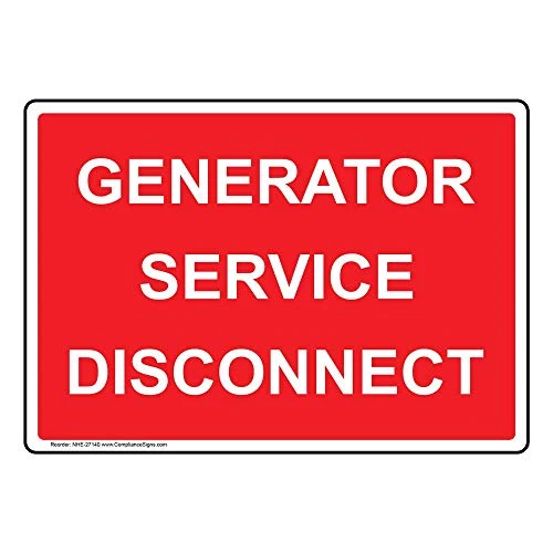 Generator Service Disconnect Label Decal, 5x3.5 in. 4-Pack Vinyl for Electrical by ComplianceSigns