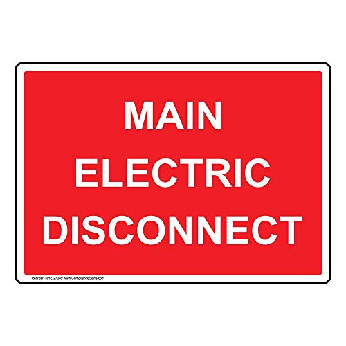 Main Electric Disconnect Label Decal, 5x3.5 in. 4-Pack Vinyl for Electrical by ComplianceSigns