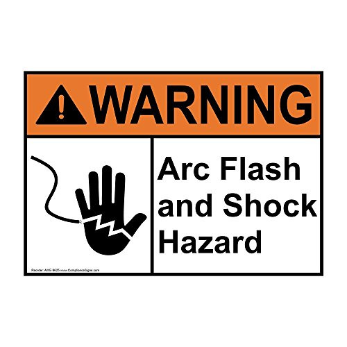 Warning Arc Flash and Shock Hazard ANSI Safety Label Decal, 5x3.5 inch 4-Pack Vinyl for Electrical by ComplianceSigns