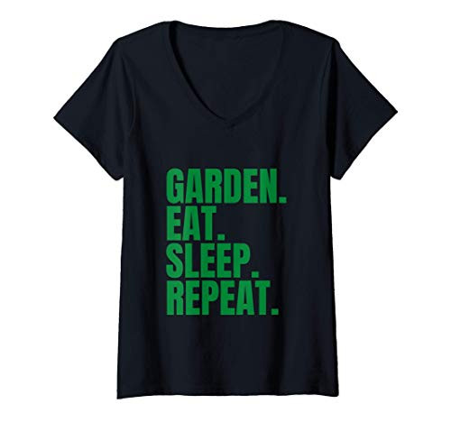 Womens Garden Eat Sleep Repeat V-Neck T-Shirt