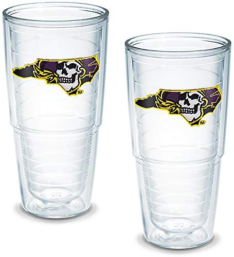 Tervis E Carolina Jolly Roger Emblem Tumbler, Set of 2, 24 oz, Clear