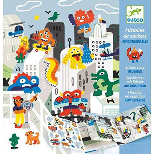 DJECO Monster Invasion Sticker Stories, Multicoloured