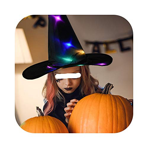 MUZIBLUE New Years Eve Party Supplies Hats- LED Halloween Witch Hats Glowing Witches Hat Hanging Lighting Lamp Ornament for Kids Halloween Party Glow Decoration Supplies-Black-
