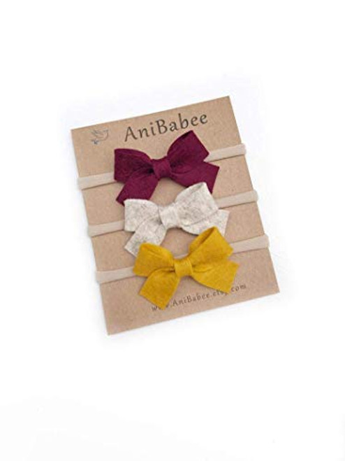 Fall Headband, Newborn Headband, Baby Headband, Baby-Girl Bow, Baby Bow Headband, Felt Bow Headband, Baby Headband Set, Nylon Baby Headband