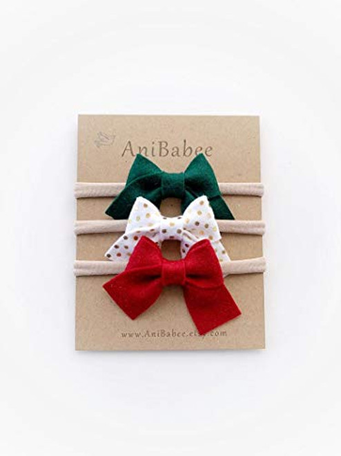 Christmas Hair Bows, Baby Headband, Christmas Headband, Newborn Headband, Baby-Girl Bow Headband, Baby Headband Set, Nylon Baby Headband