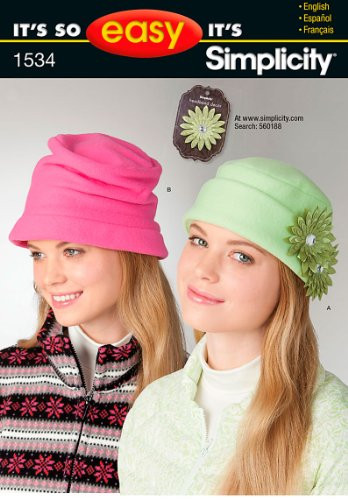 Simplicity Sewing Pattern 1534 - It's So Easy Misses' Fleece Hats Sizes: S - L