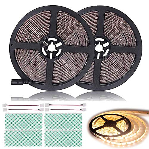 BIHRTC 32.8ft(10M) 12V IP65 Waterproof SMD 5630 300 LED Strip light Flexible Rope Light (No Power Supply), Warm White 3000-3500K BIHRTC 32.8ft(10M) 12V IP65 Waterproof SMD 5630 300 LED Strip light Flexible Rope Light (No Power Supply), Warm White 3000-3500K