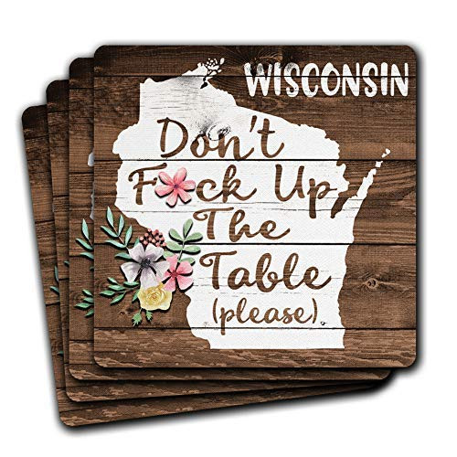 Wisconsin State Gift Souvenir 4pc Coaster Set