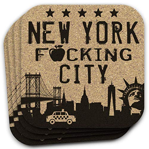 New York City Skyline NYC Souvenir 4pc Coaster Set