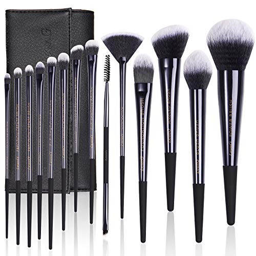 Makeup Brush Set, LEUNG 14pcs Make up Brushes, Professional Premium Synthetic Foundation Powder Concealers Eye Shadows Makeup brushes Set with Glossy Black Bag