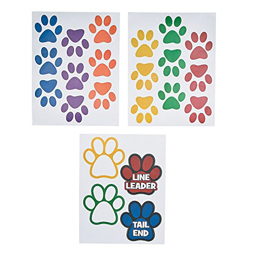 Fun Express Classroom Paw Shaped Floor Clings - 22 Pieces - Educational and Learning Activities for Kids