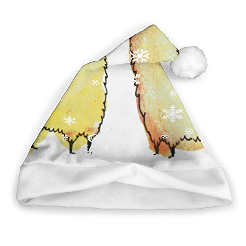 Kawaii Llama for Pinterest Santa Hat Christmas Santa Hat Short Plush with White Cuffs Plush Fabric Christmas Hat for Adults