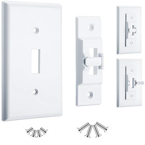 2 Pieces Light Switch Guard and 2 Pieces Single Pole Toggle Switch Wall Plate Cover Light Switch Guards Optional Wall Plate Switch Cover Switch on Off Guard in White, Not Child Proof