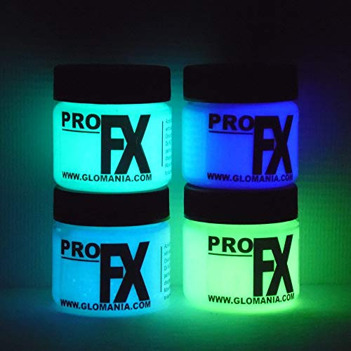 4 Color Set Glow in The Dark Paint, Luminous, Glowing 1oz