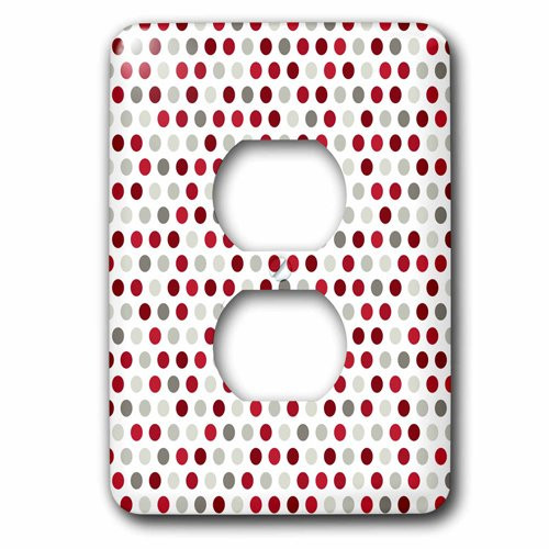 3dRose lsp_210975_6 Red, Burgundy, Gray, and White Polka Dot Pattern 2 Plug Outlet Cover