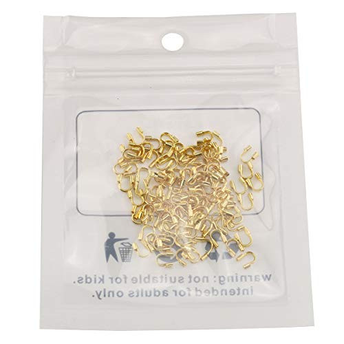 E-outstanding 200-Pack Wire Protectors Wire Guard Guardian Protectors Loops U Shape Accessories Clasps Connector DIY Jewelry Findings Supplies, Golden