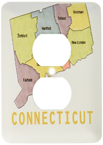 3dRose Lsp_112380_6 Color Map of Connecticut Counties 2 Plug Outlet Cover