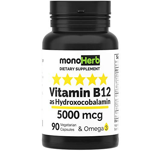 Hydroxo B12 Vitamin 5000mcg, Hydroxocobalamin, Hydroxy B12 with Omega 3