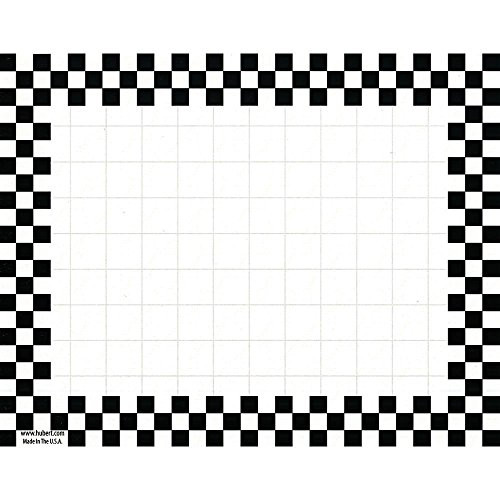 HUBERT Sign Cards with Black Checkerboard Border - 5 1/2"L x 7"H