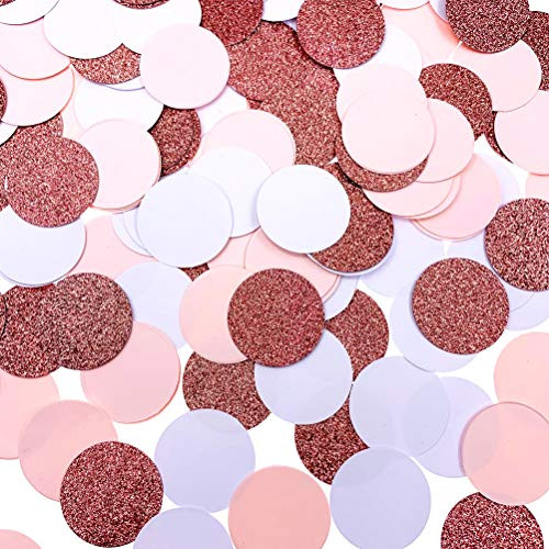 Glitter Round Paper Confetti Sprinkles Table Confetti Rose Gold Pink White for Gender Reveal Wedding Baby Shower Birthday Party Decoration Lasting Surprise 200pcs