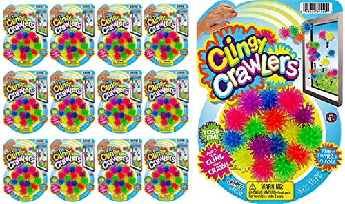 JA-RU Window Crawlers Wall Climbers Rolling Sticky Toys (12 Packs) Wall Walker Climber Crawler Sticky Wacky Toy. Party Favors Stocking Stuffer. Plus a Sticker 4220-12s