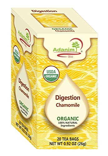 Adanim Bio Organic Premium Chamomile Tea Infusion, "A minute till Bedtime", 20 count (4 packs, Total of 80 individually enveloped tea bags) Non-GMO, Kosher, USDA